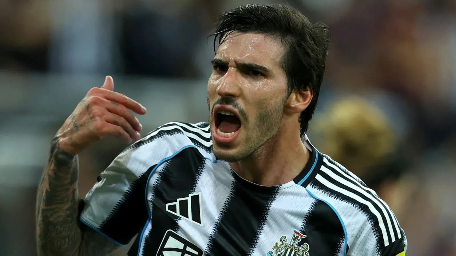 Jugador de Newcastle United celebrando un gol Jugador de Newcastle United celebrando un gol