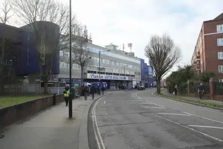 Exterior view of Loftus Road Stadium in London Exterior view of Loftus Road Stadium in London