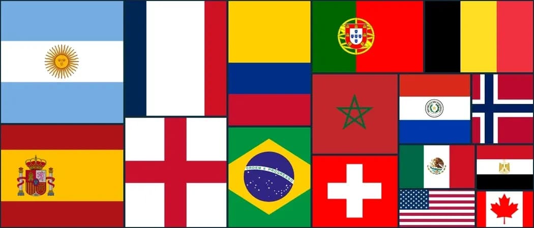 Banderas de varios países en un collage Banderas de varios países en un collage