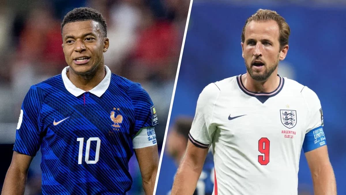 Mbappé y Kane durante un partido de fútbol Mbappé y Kane durante un partido de fútbol