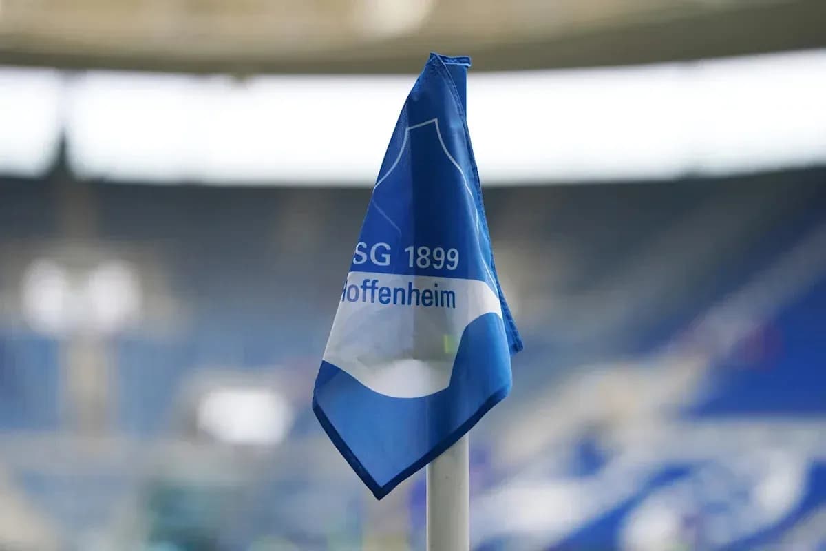 Esquina de campo con bandera del TSG Hoffenheim Esquina de campo con bandera del TSG Hoffenheim