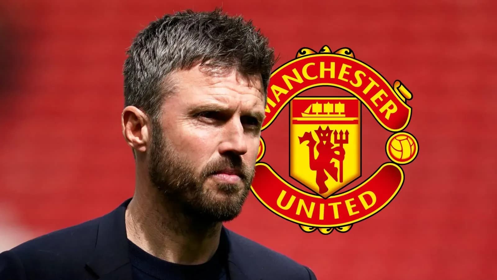 Entrenador con logo de Manchester United de fondo Entrenador con logo de Manchester United de fondo