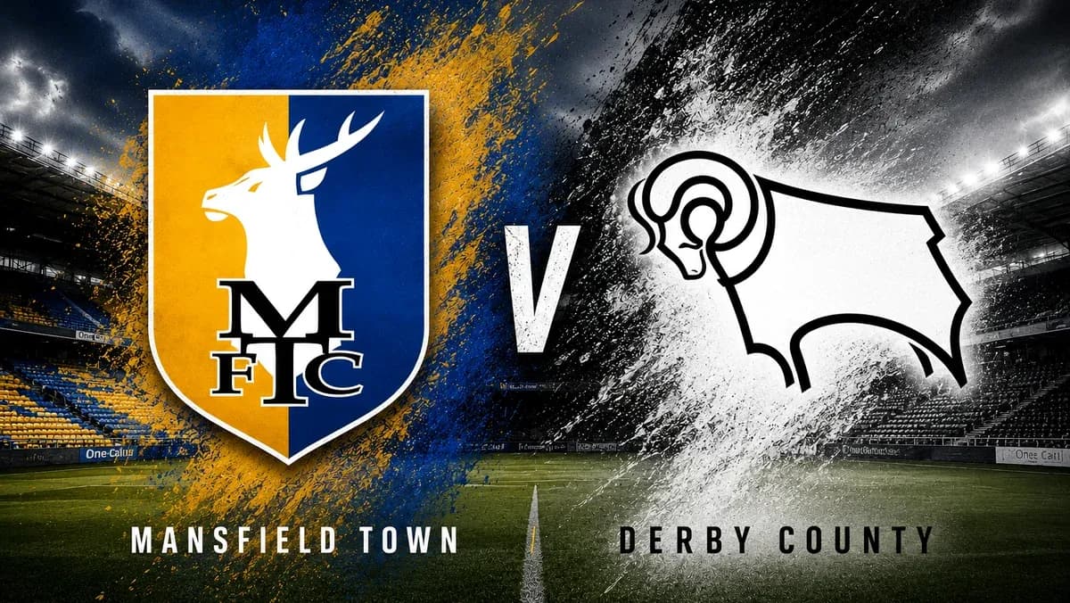 Escudos de Mansfield Town y Derby County enfrentados Escudos de Mansfield Town y Derby County enfrentados