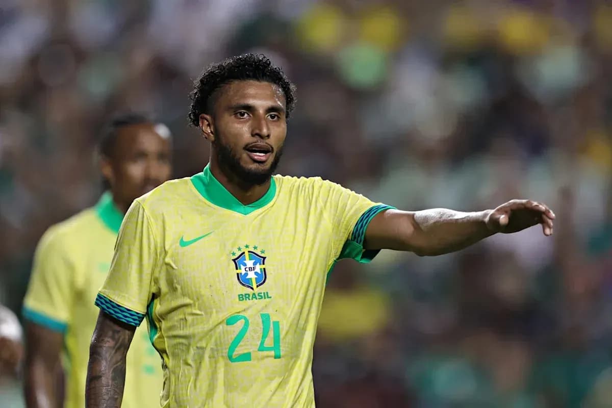 Jugador de Brasil señalando durante el partido Jugador de Brasil señalando durante el partido
